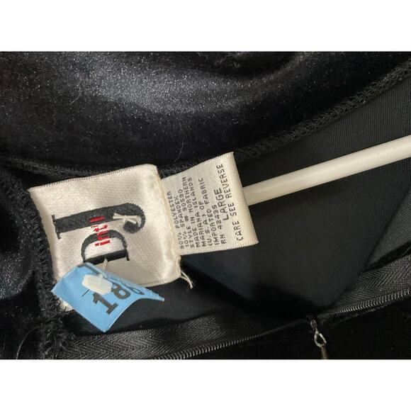 DJ Int'l VTG 90s Black Velvet Turtleneck Fit & Flare Dress Size Large Stretch - Picture 5 of 5